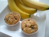 Whole Wheat Banana Oatmeal Dark Chocolate Chip Muffins