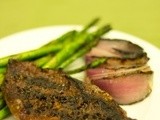 Grilled Balsamic Sirloin Steak w/ Grilled Asparagus and Red Onions