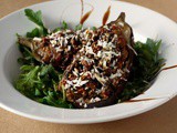 Bolognese Stuffed Eggplant Boats with Balsamic Glaze