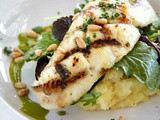 Grilled Halibut over Greens with Verjus White Truffle Vinaigrette