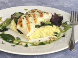 Grilled Halibut over Greens