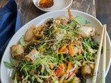 Fat Rice Noodles with Chinese Broccoli & Black Garlic in a Red Chile Sauce