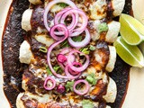 Heirloom Bean and Poblano Enchiladas with Guajillo Sauce