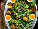 Puntarelle Salad with Duck Eggs, Potatoes & Bacon