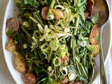 Warm Dandelion Bacon Leek Potato Salad