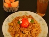 Left over tomato gravy and rice turns into - crunchy cauliflower rice / gobi rice - with no masala