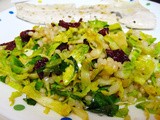 Brussels Sprouts with Bacon, Dried Cherries and Israeli Couscous