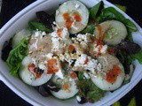 Simple Lunch: Salad with Goat Cheese, Cukes, and Tahini
