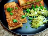 Broccoli, spring onions, corn grilled cheese sandwiches