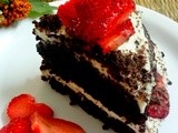 Chocolate Strawberry cake with Whipped cream frosting ( eggless)