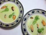 Chayote Mousse with Mussels and Cime di Rapa