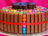 Kit Kat Cake | Kit Kat And Gems Cake | Birthday Cake For Kids | Chocolate Cake Frosted With Nutella
