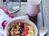 Warm Oatmeal Bowl with Fruits and Nuts