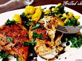 Grilled chicken on a bed of veggies( Tawa method Indian style)