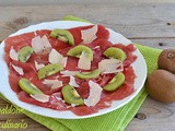 Carne salada con kiwi e Trentingrana