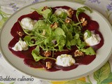 Carpaccio di barbabietola con rucola, noci e stracciatella