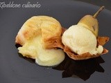 Cestino di gelato alle pere con formaggio filante