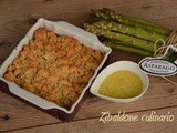 Crumble di asparagi con zabaione salato alla senape