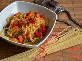 Linguine alle verdure colorate e cioccolato fondente