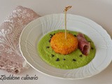 Mozzarella al couscous in zuppetta di piselli
