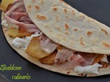 Piadina con pancetta piacentina dop, patate arrosto e crescenza