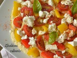 Pomodorini e peperoni su crema di ceci