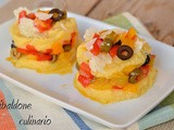 Sformatini di polenta con peperoni e olive